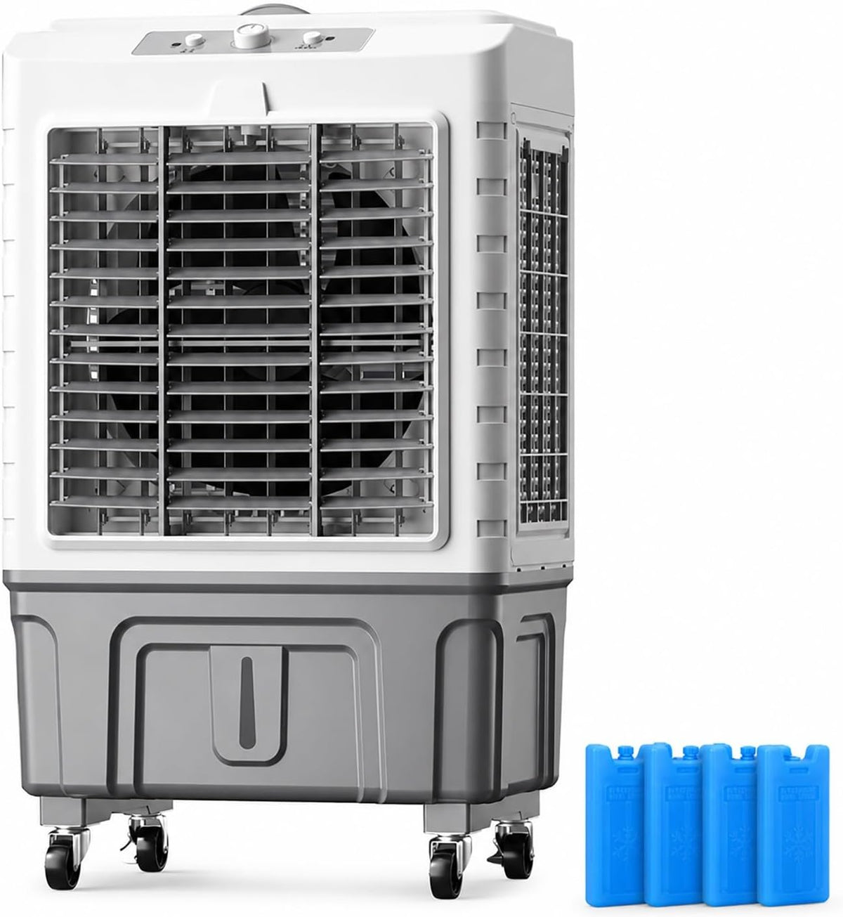 PQXQZ rafraîchisseur d'air, 55 L, Gris, par évaporation Industriel Robuste et Portable, Double Système de Remplissage