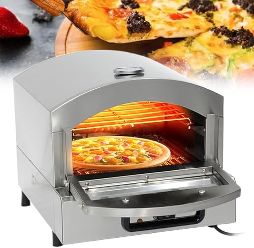 JKJZSALJ four à pizza, Argent, D'Extérieur, Appareil À Pizza De Comptoir en Acier Inoxydable, Électrique
