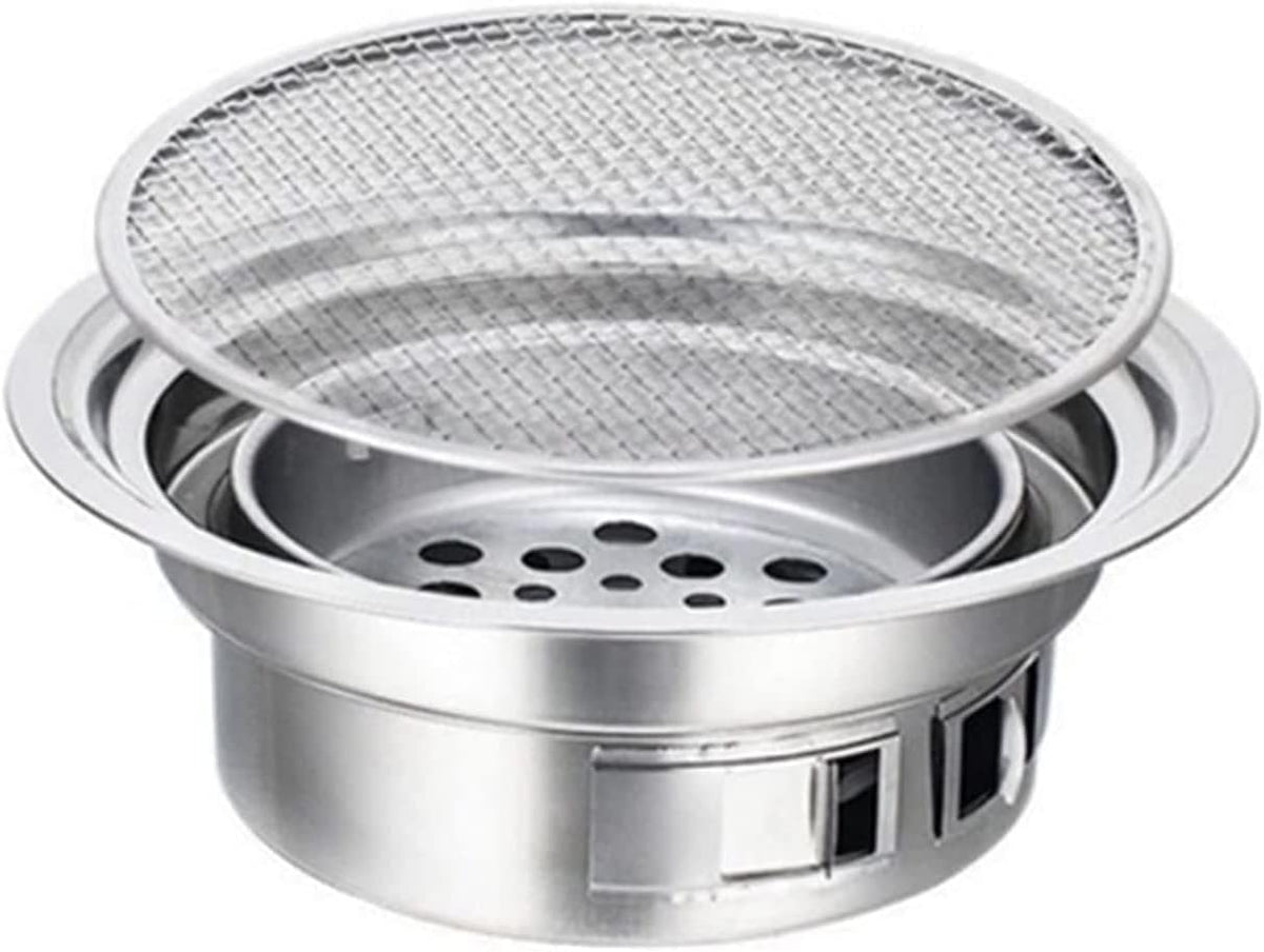Barbecue barbecue à charbon, Argent, d'extérieur en acier inoxydable rond anti-adhésif pour le camping