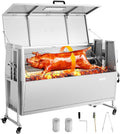 VEVOR barbecue à charbon, TB-52Z, 62,20 x 21,65 x 40,94 pouces / 1580 x 550 x 1040 mm, 38 W, 60 kg, Argent, avec Tournebroche Électrique