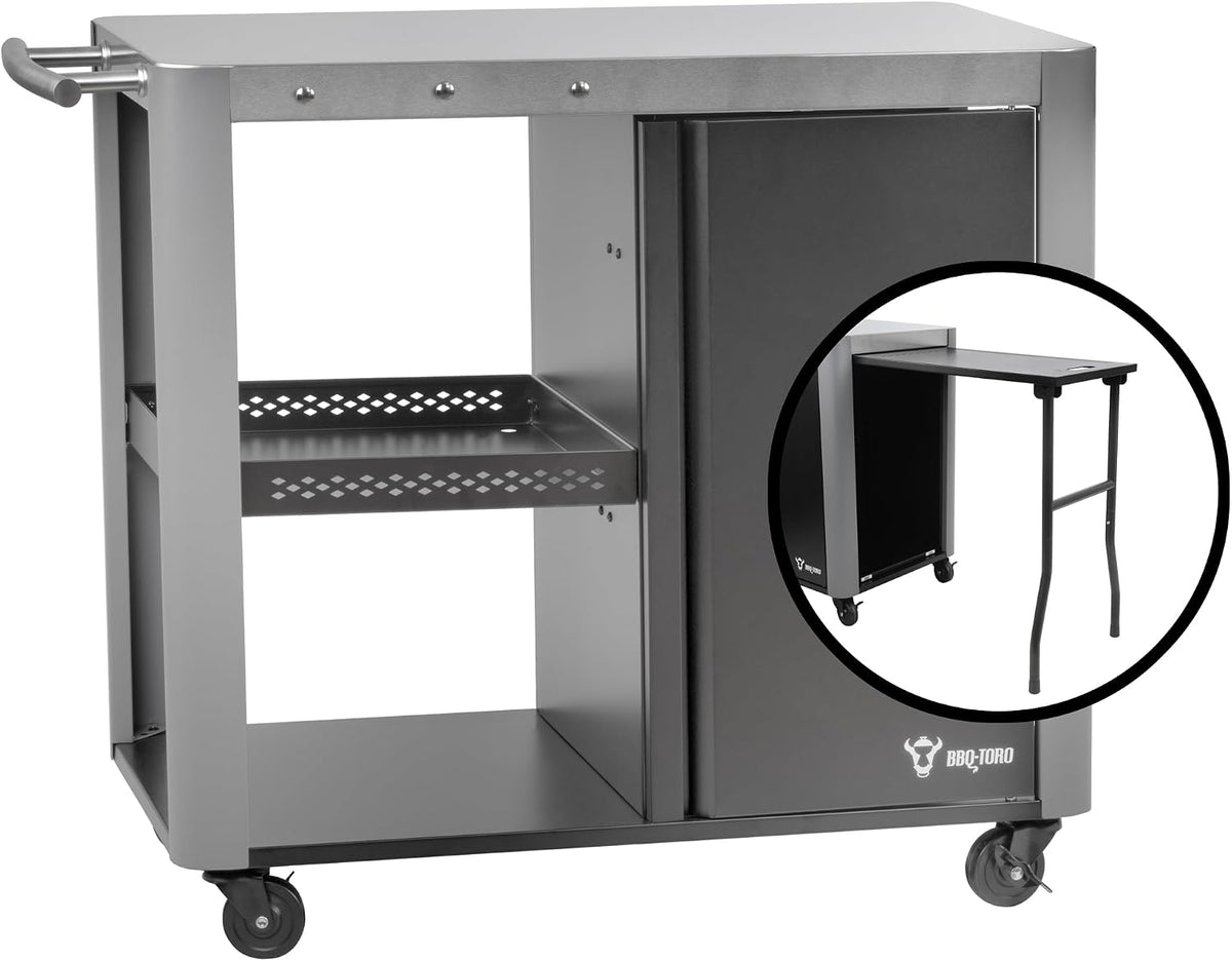 BBQ-TORO Chariots pour barbecue, 95 x 50 x 80 cm, Argent/Noir, chariot de service