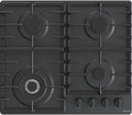 Hisense Plaques de cuisson, 60 cm, Noir, GM663BHF Plateau de cuisson à gaz, 4 zones de cuisson, brûleur Wok double couronne et grilles en fonte