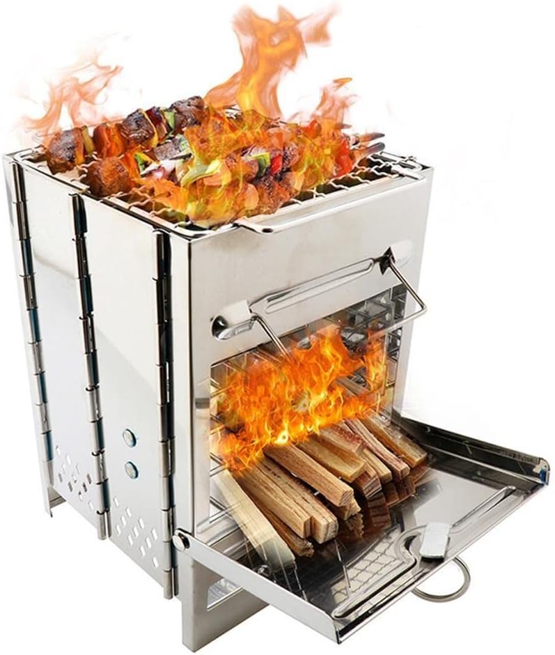 MQPALZKD Brosses-racloirs pour barbecue, Taille ouverte21 * 15 * 15 cm, corps en acier inoxydable + gril en acier inoxydable, comme indiqué