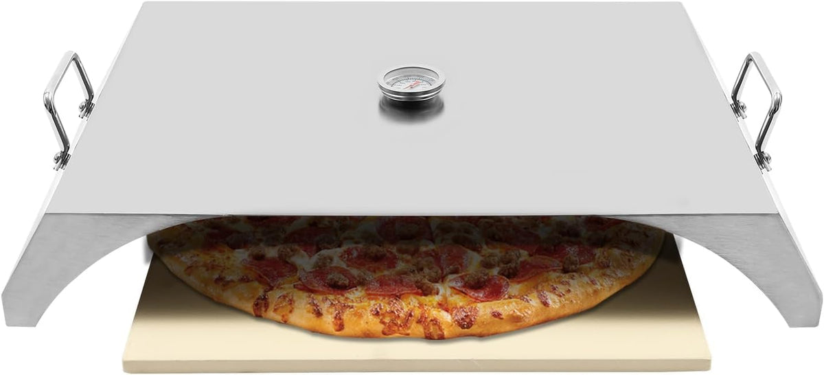 Four four à pizza, 30,5 cm, argenté., à pizza portable en acier inoxydable de avec thermomètre et pelle, kit de pour barbecue extérieur pour camping