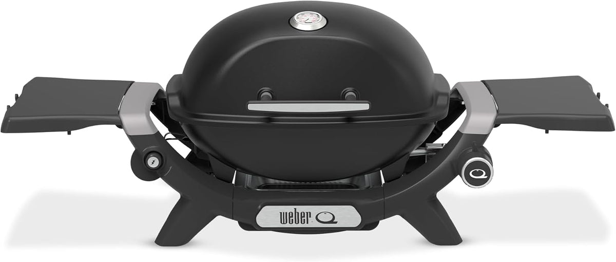 Weber Barbecues à gaz, Noir, Q 1200N Barbecue à gaz avec tablettes latérales/Grill léger pour Camping, terrasses et balcons