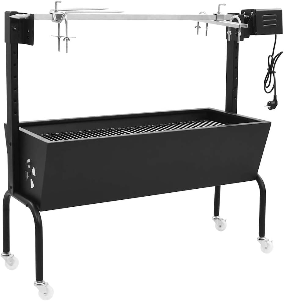QUAHEAS barbecue à charbon, 15 W., 90 cm, 429 x 363 mm, acier inoxydable revêtu par pulvérisation., noir, argenté., 4 roulettes