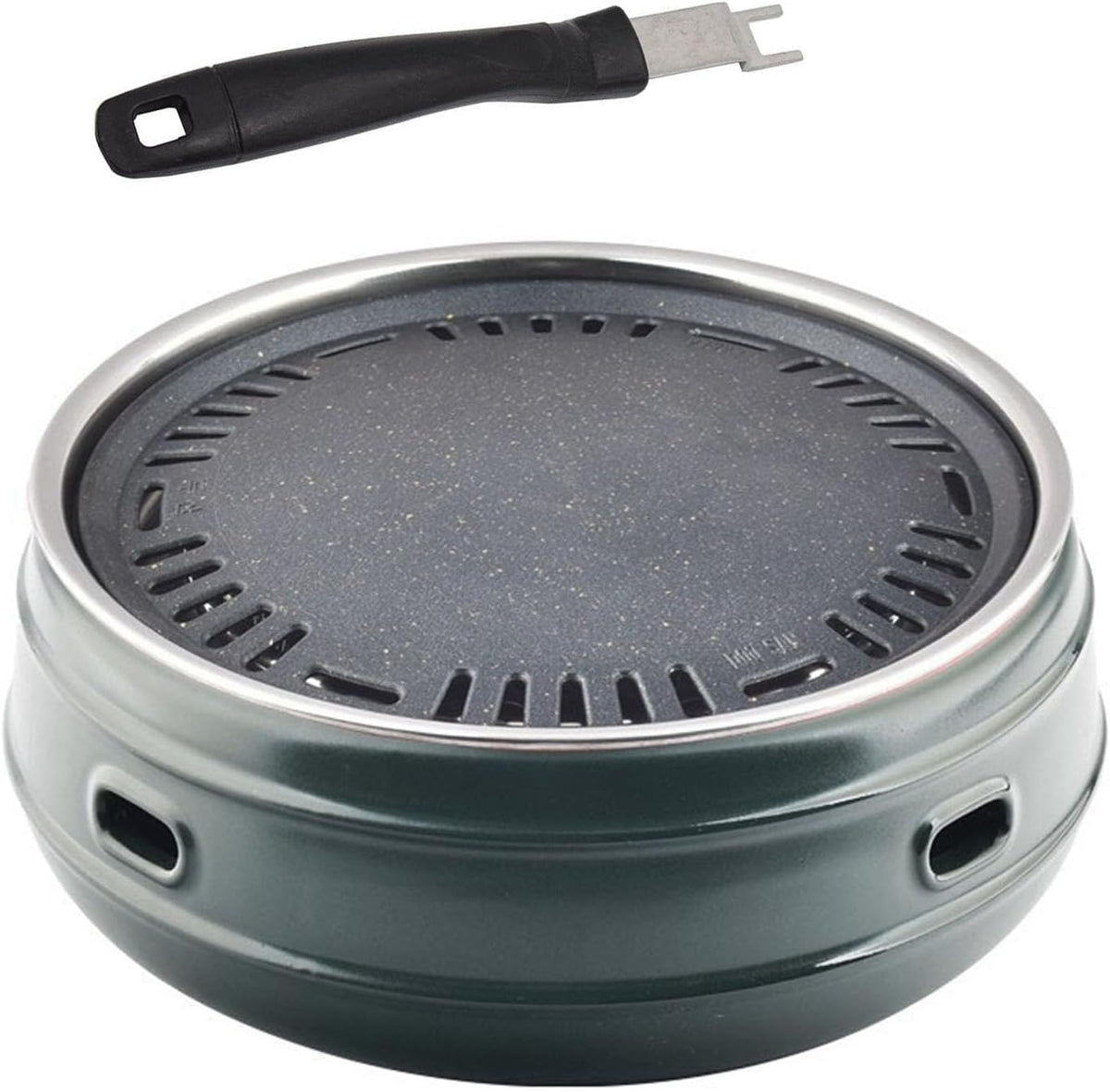 Bestiry barbecue à charbon, 33 cm, Vert/Noir, Estufa de carbón Redonda de Arcilla, parrilla portátil Para Camping