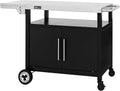 Royal Gourmet Chariots pour barbecue, Noir/Argent, Chariot de Barbecue avec Table latérale Pliable avec poignée pour Serviette