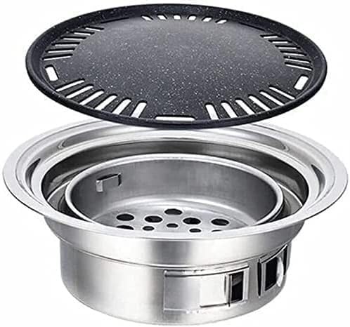 Barbecue barbecue à charbon, Noir/Argent, d'extérieur portable, rond au charbon, Convient pour brûler des bûches ou du charbon de bois