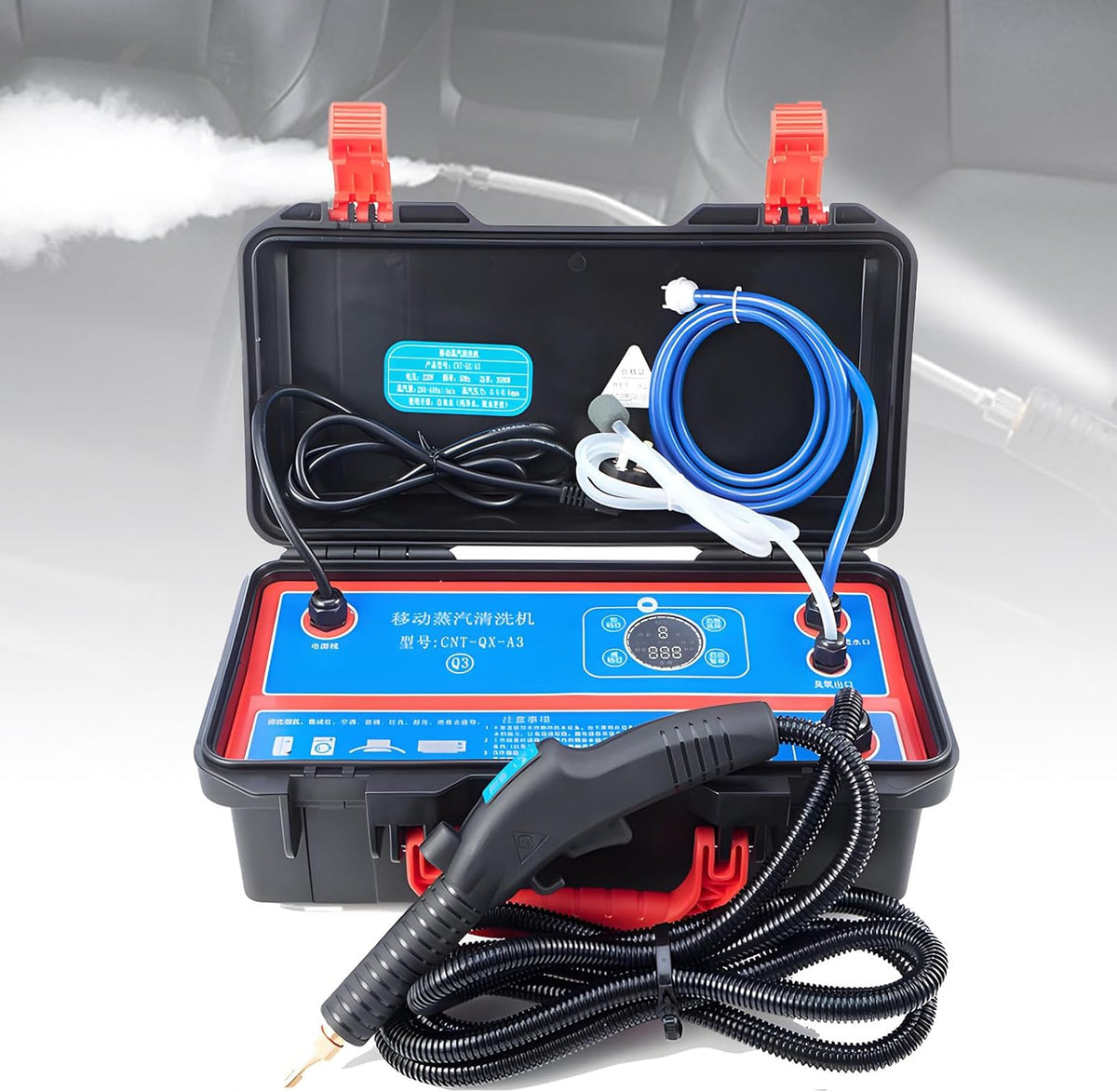 DNEPEI nettoyeur vapeur, 1700 W (110 V) / 3500 W (220 V), 110 V / 220 V, 220 V, plastique + métal, Noir, industriel