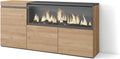 Skraut Home cheminée électrique, 107 cm de large, 32 cm de haut., 34w., Marron, Buffet Salon et Cuisine, Meuble de Rangement