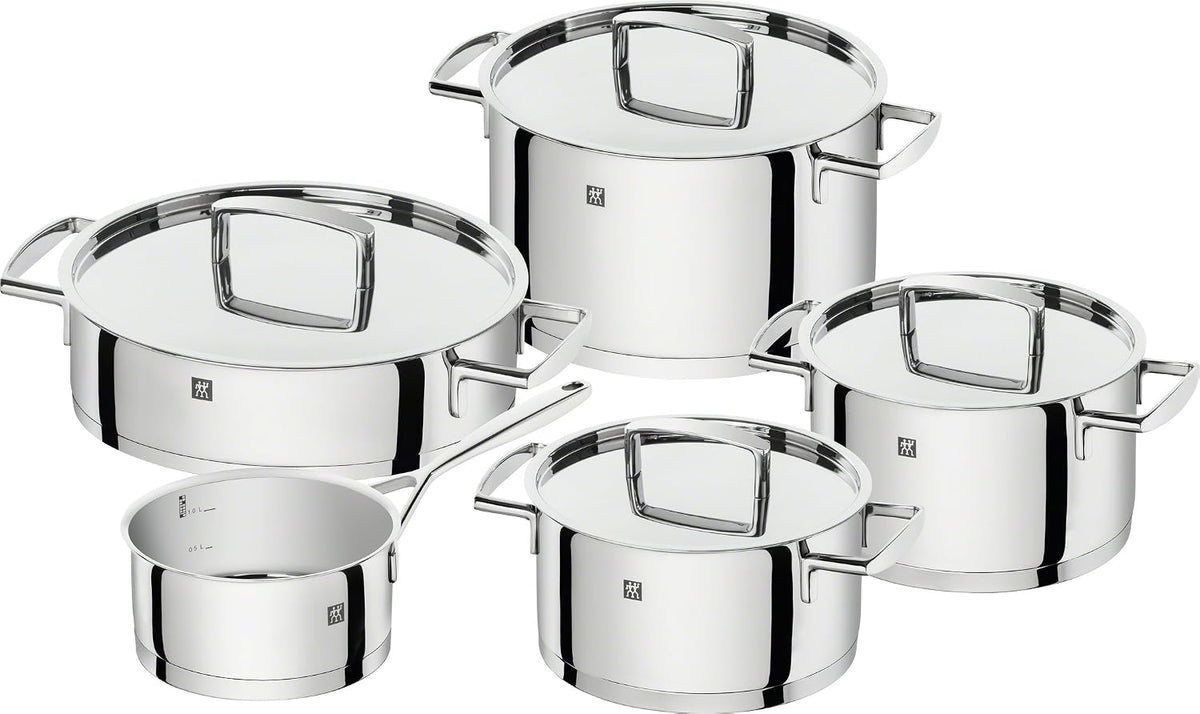 ZWILLING batterie de cuisine, 16 cm, 20 cm, 24 cm, 28 cm, Inox 18/10, Gris Brillant, Acier Inoxydable