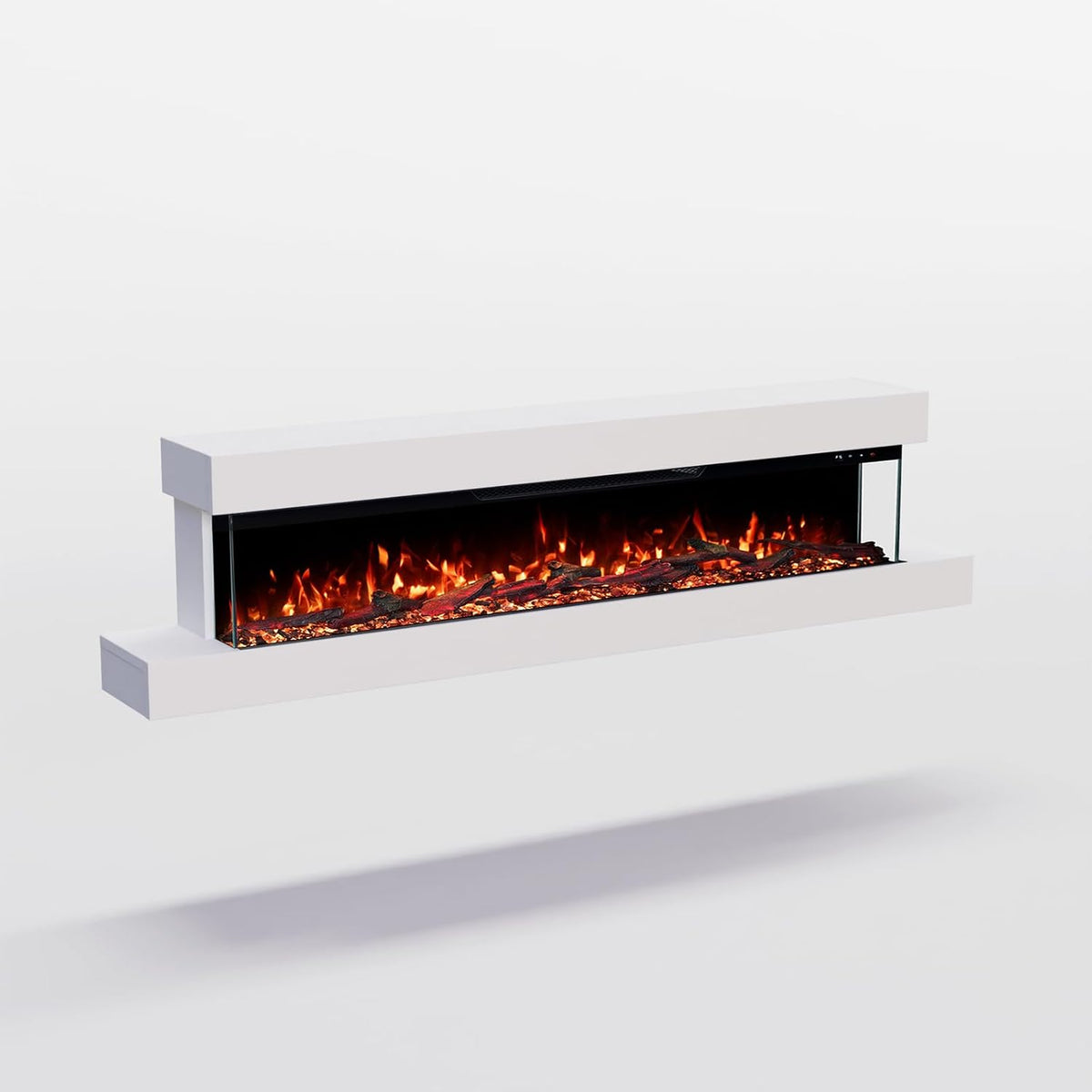 GLOW FIRE cheminée électrique, 1800 W, Noir, contrôle par application, effet craquelé et minuterie