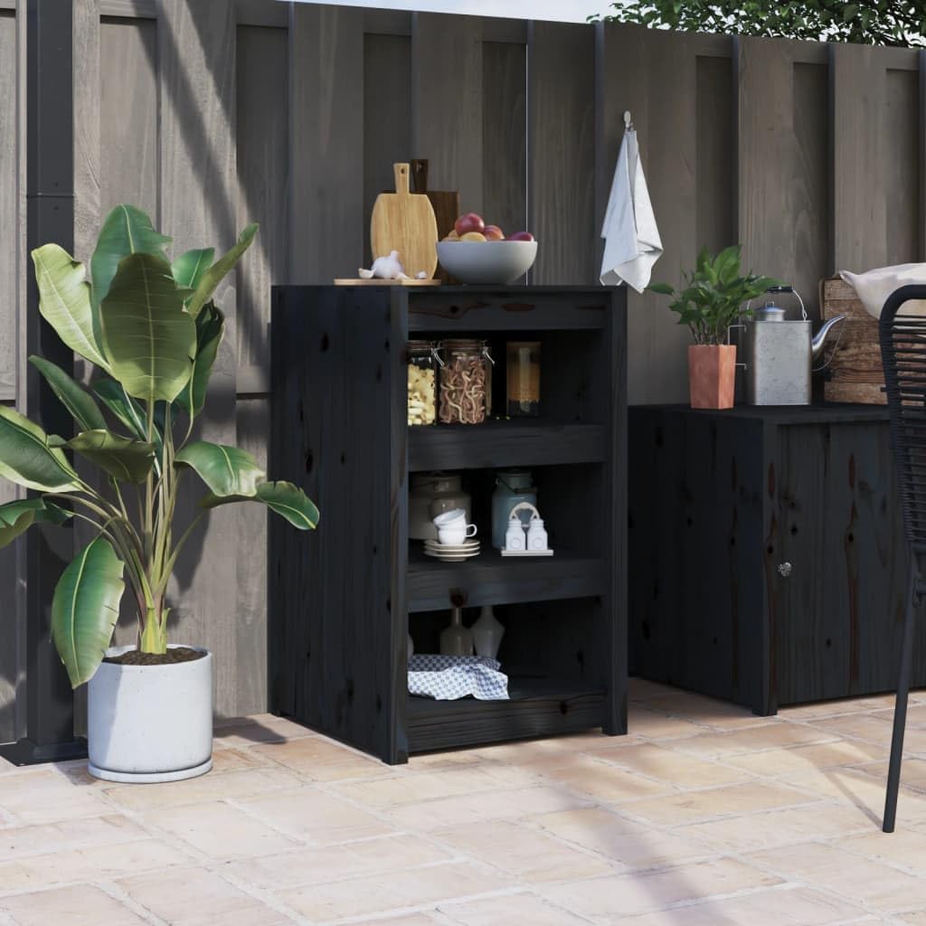 armoire Kaloriko, 55 x 55 x 92 cm (l x P x H), 55x55x92 cm, bois de pin massif, noir