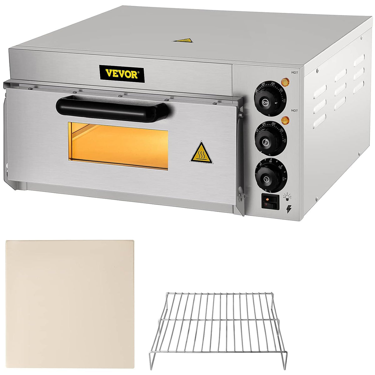 VEVOR four à pizza, ZH-1M, 2000 W, 220 - 240 V, 3000 W, Acier Inoxydable, Argent/Noir