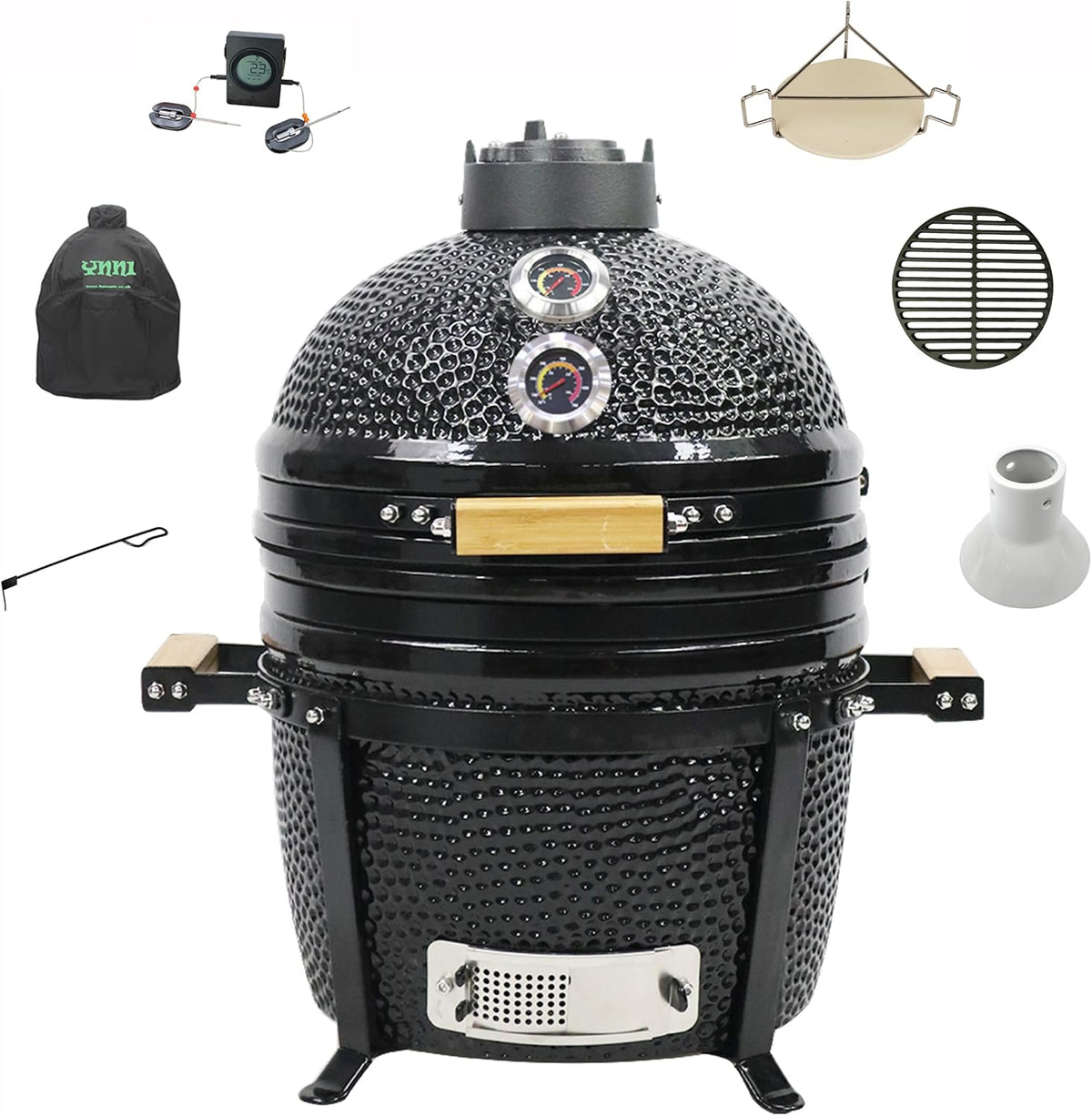 YNNI KAMADO fumoir, brillant (noir, vert, rouge en standard) disponible en 11 autres couleurs sur mesure., TQTT15BL15.7 Kamado sur pied