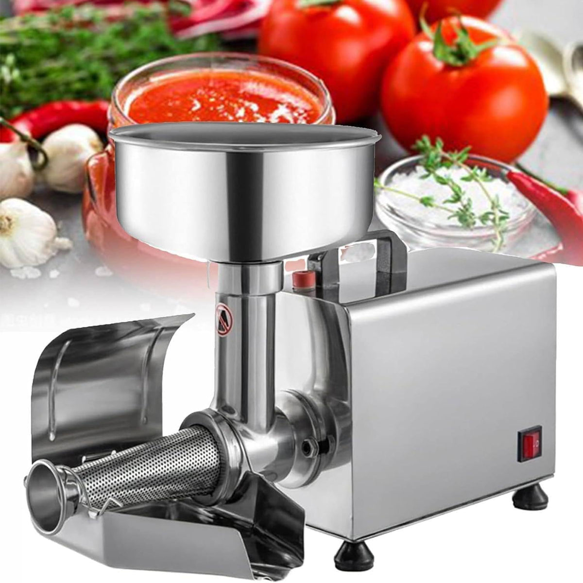 JINGEDD presse-agrumes, 370 W, 110v / 220v, Argenté, Passoire à Tomates éLectrique, Machine à Confiture en Acier Inoxydable