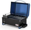 onlyfire fumoir, 54,5 x 35,5 x 34 cm, Noir/Bleu, Barbecue à Granulés avec Régulateur de Température, Compact en Inox avec Grille de Réchauffage