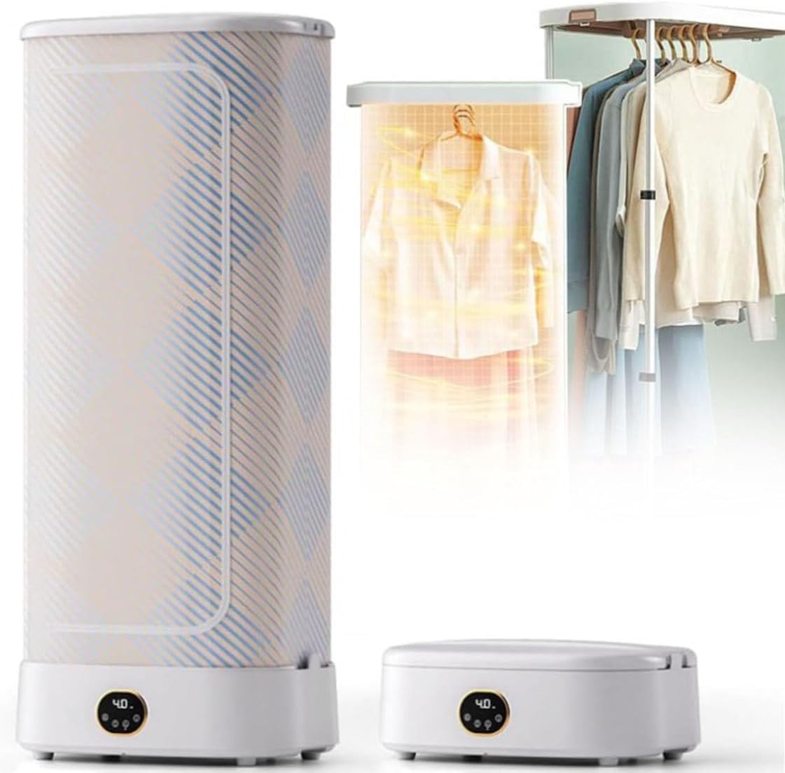 ZHPPED Séchoirs à vêtements, Blanc, Sèche-Linge Portable, Machine À Repasser À Vapeur, Circulation D'air Chaud À 360°