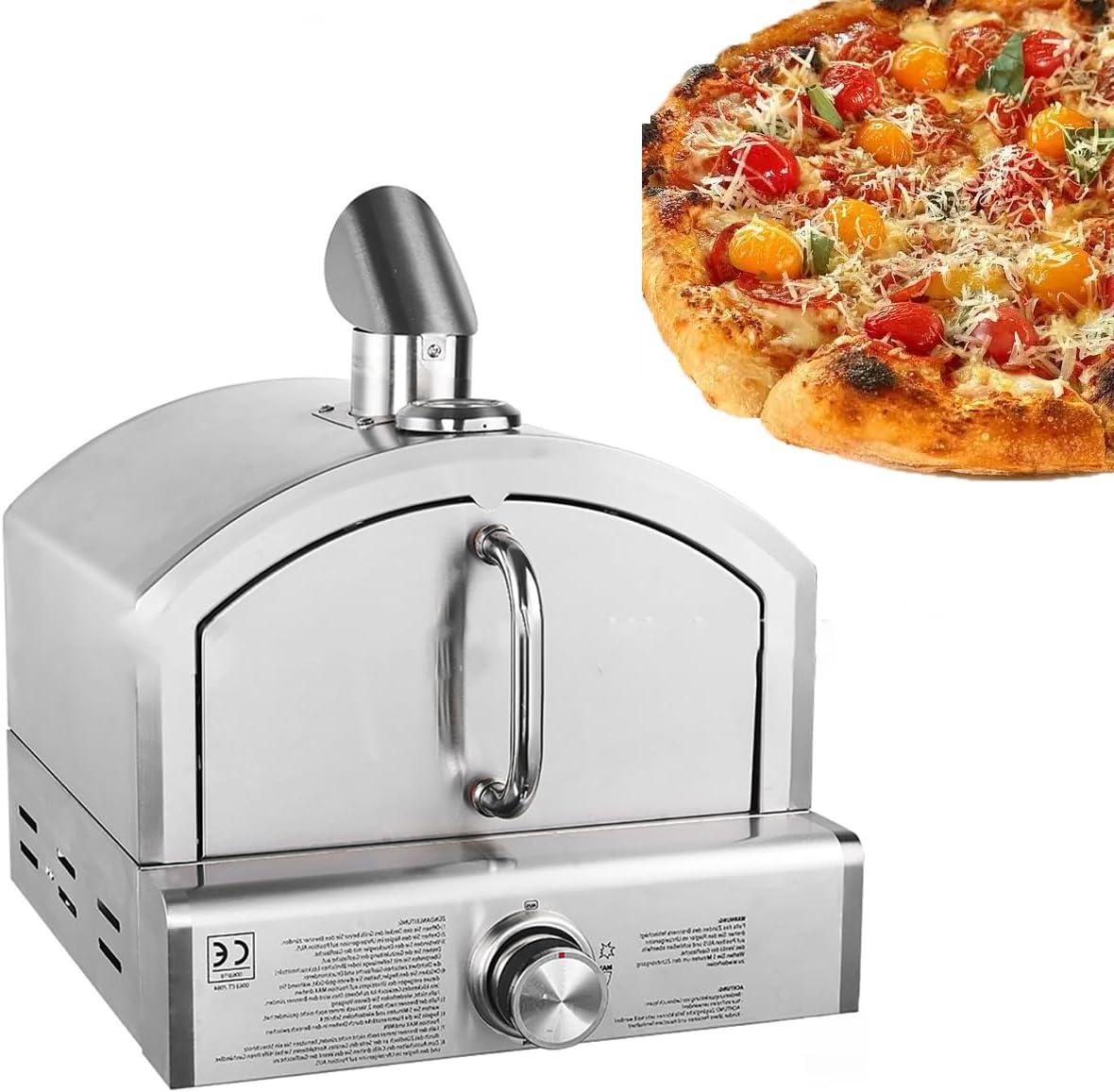 Four four à pizza, 43 x 47 x 37 cm et dimensions d'emballage de 60 x 47 x 42,5 cm., 30,5 cm, Argent