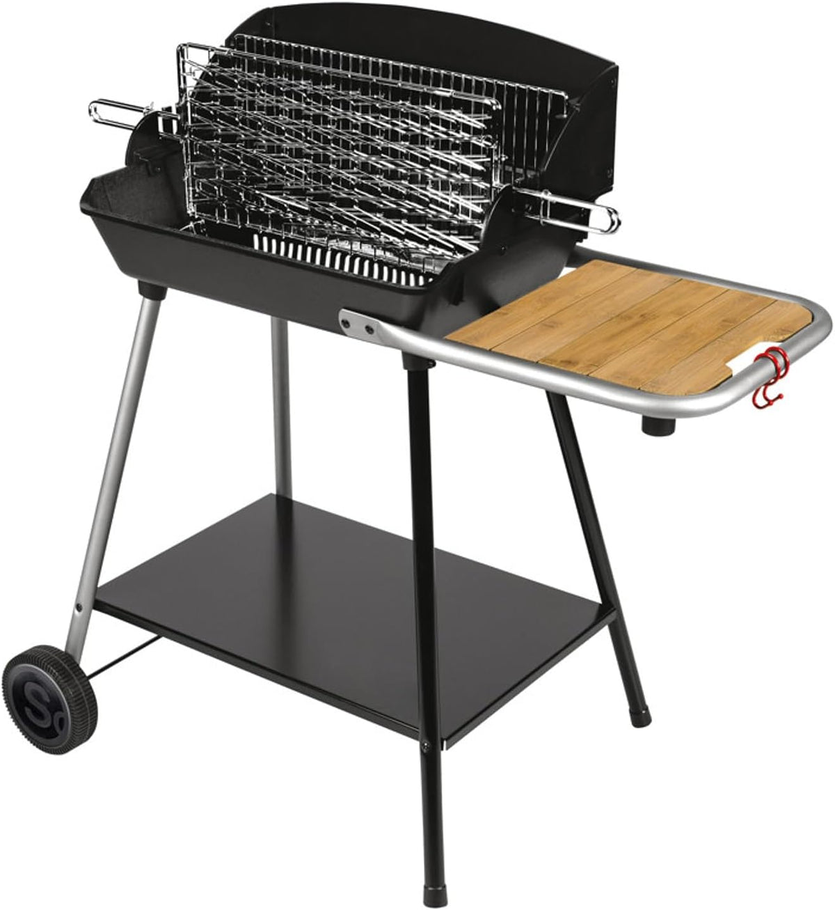 Happy Garden barbecue à charbon, Noir/Argent/Bois, SOMAGIC - Barbecue au charbon de bois EXEL DUO GRILL