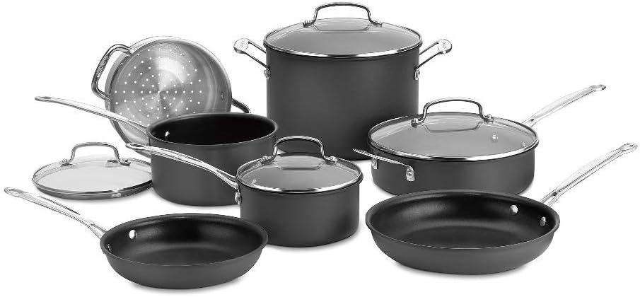 CUISINART batterie de cuisine, Noir, Chef Classic antiadhésif anodisé 14 pièces 11-Piece