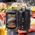 Barbecue barbecue à charbon, Noir, au charbon de bois robuste, design vertical