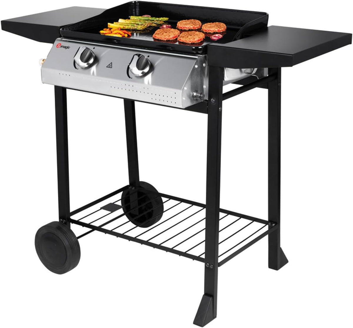 Somagic plancha, 5,3 kW, Noir/Argent, au gaz 2 brûleurs
