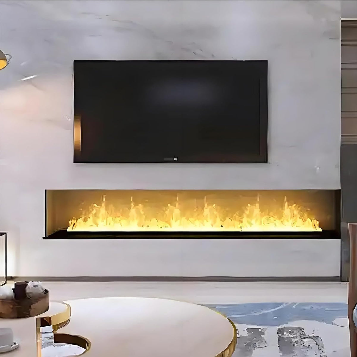 HuanSebesity Cheminées électriques, 200 W, 100 cm, 120 cm, Acier inoxydable 304, Noir, Cheminée Electrique Encastrée