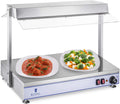 Royal Catering Buffets chauffants, 1100 W, Argenté, Chauffe-Plats Electrique RCHP-70 (2 Lampes halogènes, température 0