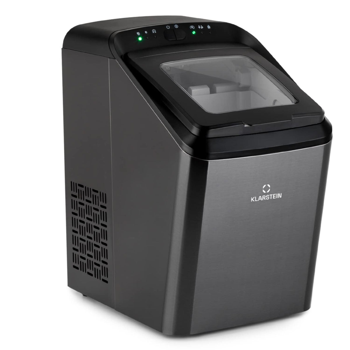 KLARSTEIN machine à glaçons, 25 x 43 x 39 cm (LxHxP), 2,9 L, 15 kg, Noir, Machine a Glacons pour la Maison, Ice Maker avec Commandes Tactiles