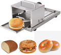 Trancheuse trancheuse électrique, 41 x 19 x 20,5 cm., corps entièrement métallique, lames en acier inoxydable., Argenté, à bagel à hamburger