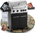 Flammenwerk table de cuisson, 17 kW, Noir/Argent, Barbecue à gaz professionnel 4 + 1 brûleurs - Puissance totale