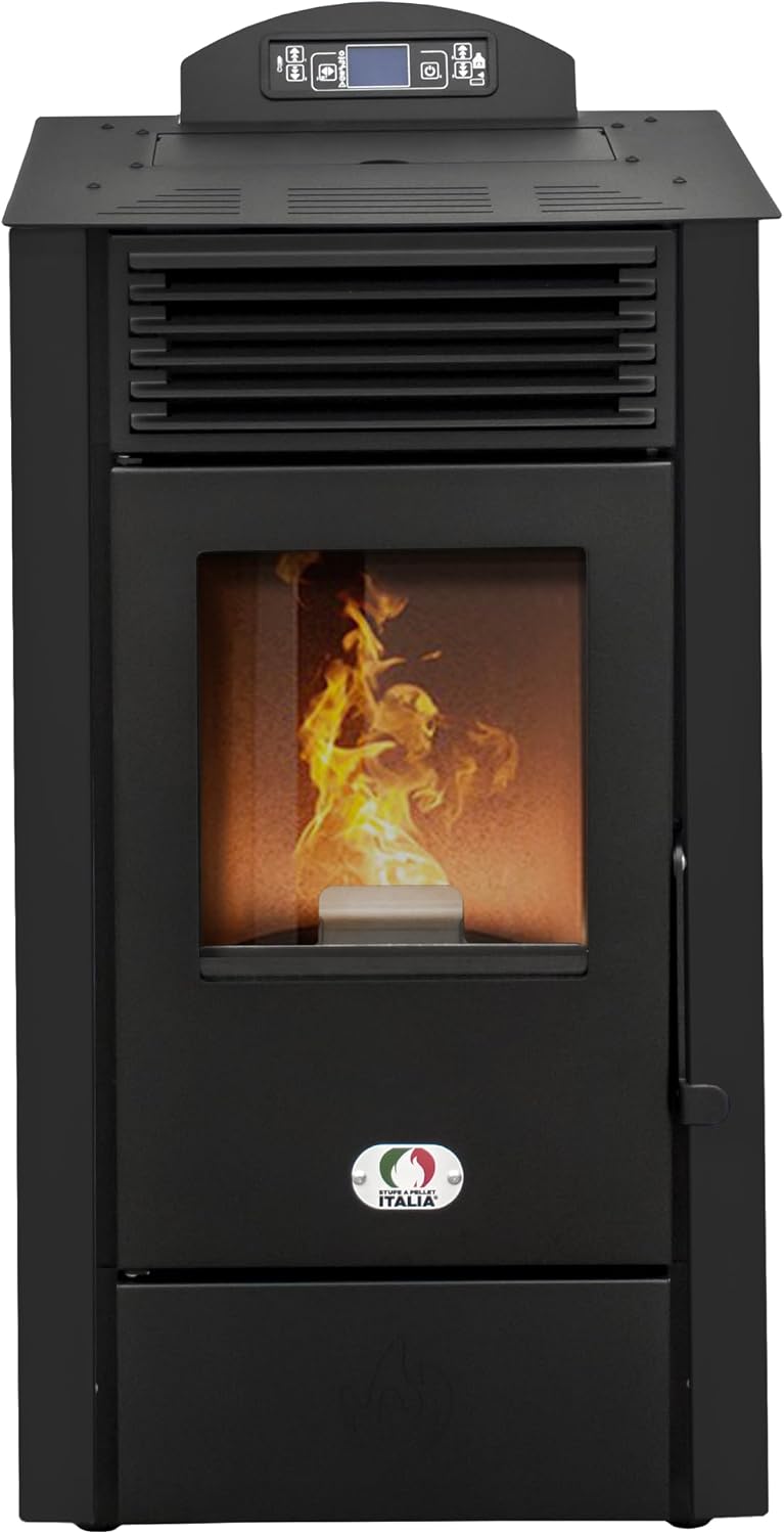 STUFE A PELLET ITALIA Chauffage aux granulés, 8 KW, 70 m, Noir, California
