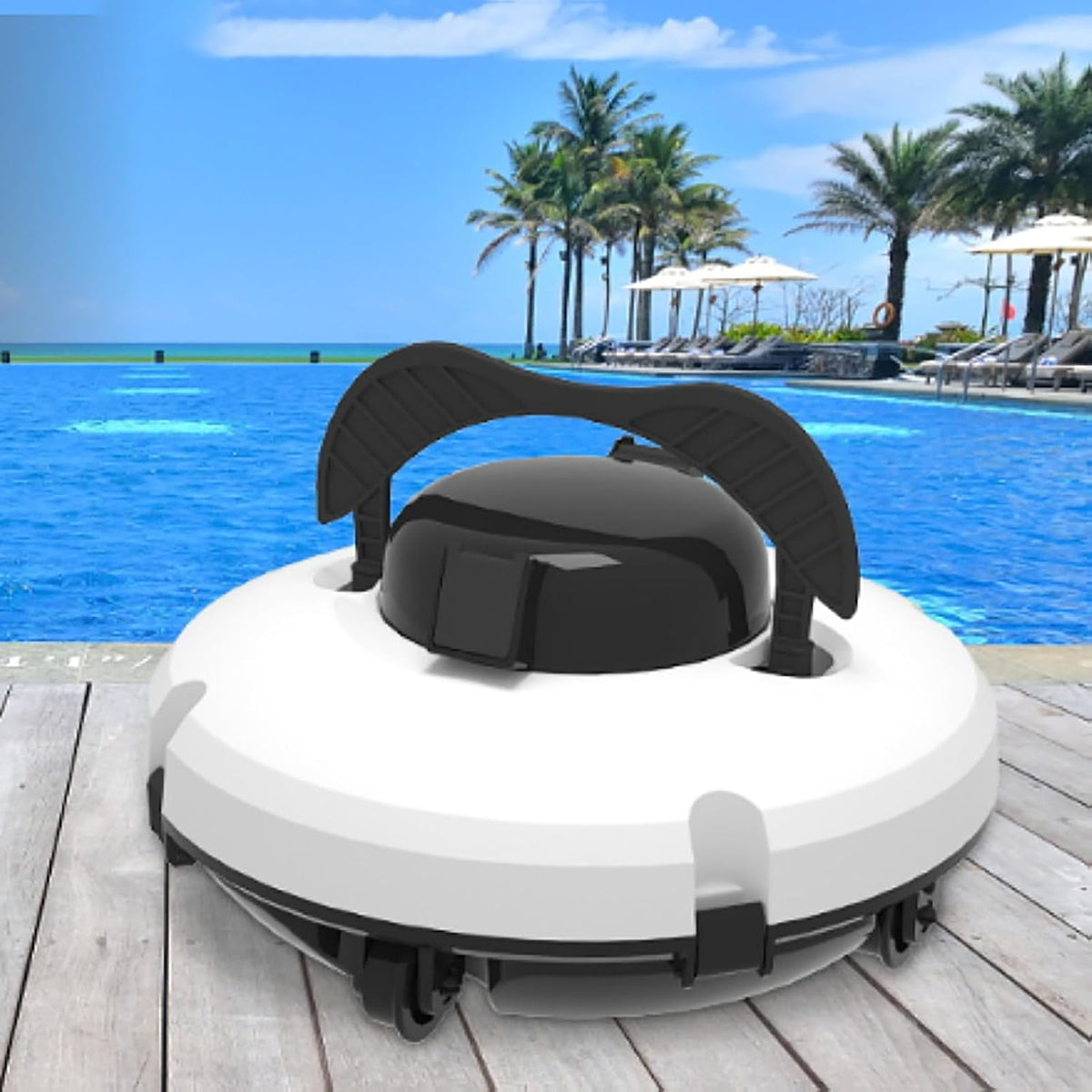 XSDAJSD Systèmes de nettoyage automatique, 110 V, ABS., Noir, Robot Nettoyeur de Piscine sans Fil 2024 : clarifie l'eau