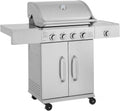 Habitat et Jardin Barbecues au propane, 118 x 57 x 104 cm, 14.5 Kw, Gris Clair, Barbecue gaz en INOX avec 5 brûleurs Dont 1 latéral Brazzo