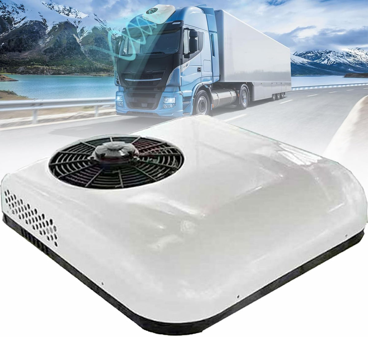 Climatiseur Condensateurs et radiateurs secondaires, 850 W, 24v / 12v, aussi bas que 20 dB, 12v, 24v, blanc, de Toit de Camping-Car