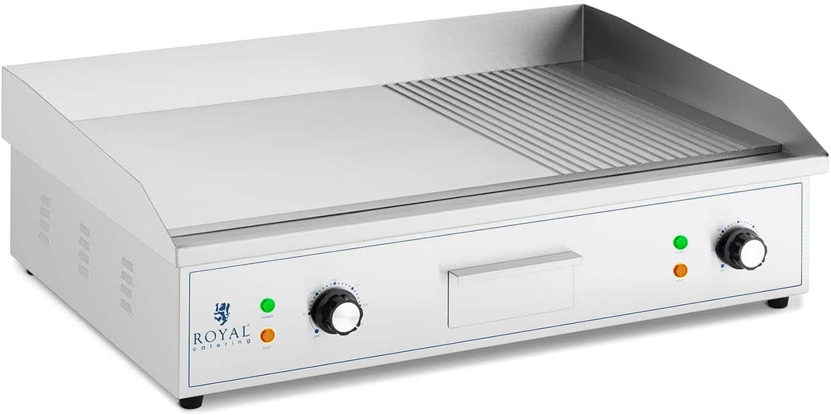 Royal Catering table de cuisson, 400 W, 727 x 420 mm, Gris, Plaque Rainurée + Lisse En Fer)