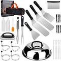 MQPALZKD Brosses-racloirs pour barbecue, Noir/Argent/Orange, Ensemble combiné d'ustensiles de Barbecue en Acier Inoxydable