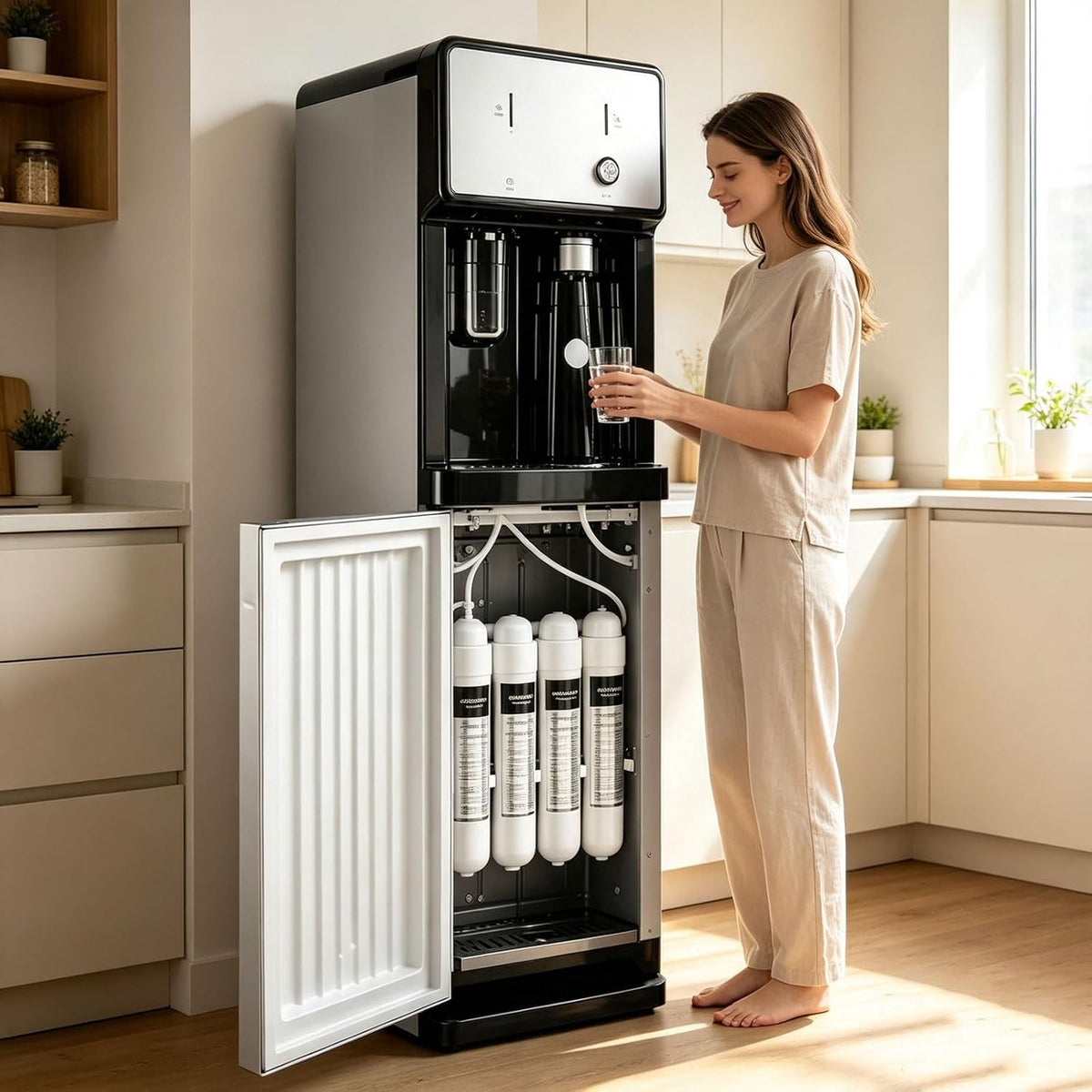 Distributeur Distributeurs d'eau chaude et froide, Noir, d'eau Filtration 4 Étapes, 3 Températures