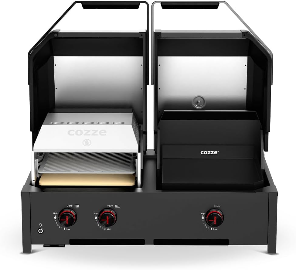 cozze four à pizza, 90,5 x 69,5 x 49,5 cm • Puissance : 13 kW., 13 kW, Noir/Argent, ® Quattro 900, Grill 4-en-1