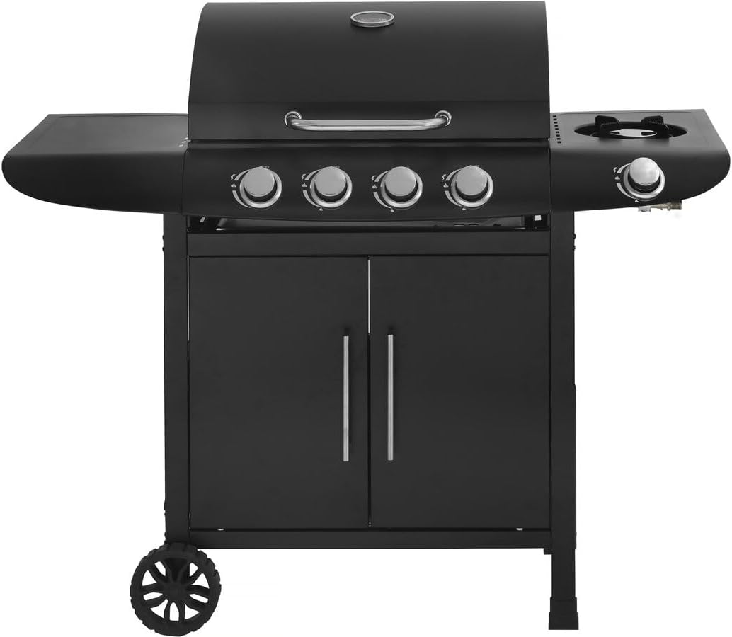 Habitat et Jardin Barbecues au propane, 118 x 57 x 104 cm, 14.5 Kw, Noir, Barbecue gaz Feria 5' - 5 brûleurs Dont 1 latéral - 14
