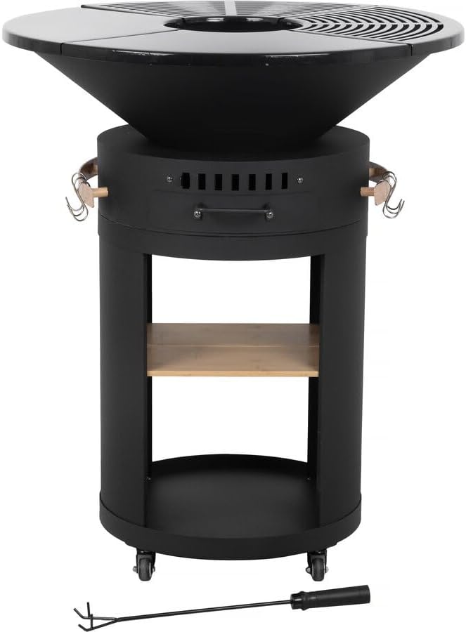 Habitat et Jardin barbecue à charbon, 81 cm, Noir, Barbecue plancha brasero à charbon et bois 'Cesar premium' - Ø
