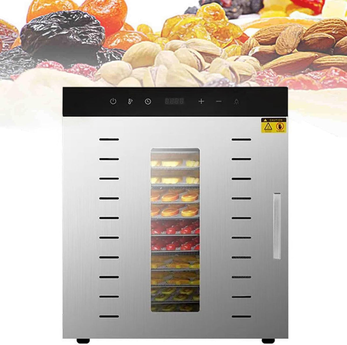 XSDAJSD déshydrateur alimentaire, 1000 W, Argenté, professionnel, séchoir à fruits en acier inoxydable à 12 plateaux