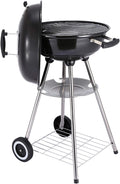 WQFFQWK barbecue à charbon, 45,7 cm, Noir, portable, chariot rond pour avec couvercle, bouilloire à charbon de bois
