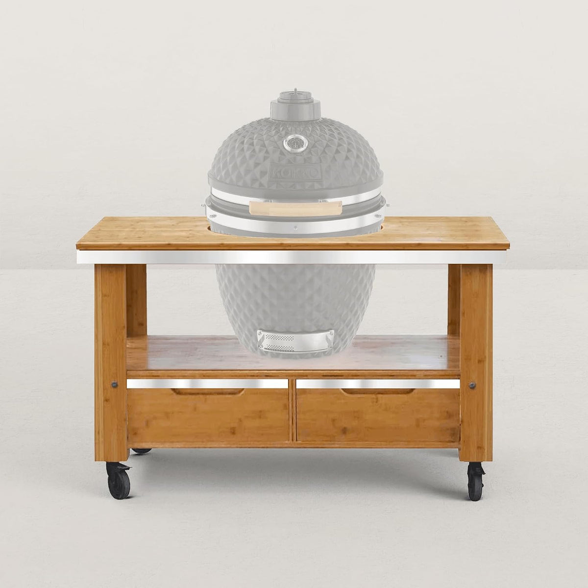 Kokko Chariots pour barbecue, 130 x 80 cm, bois de bambou massif naturel., Marron/Noir
