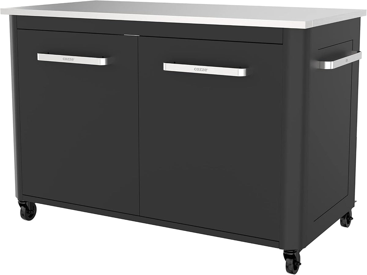 cozze Cuisines d'extérieur, 75 mm, Noir/Blanc, ® Cuisine extérieure 120, Plan de Travail en Acier Inoxydable