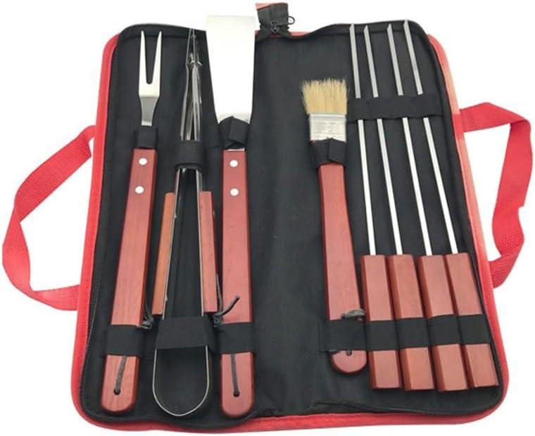 MQPALZKD Brosses-racloirs pour barbecue, Rouge/Noir, Grill combiné d'extérieur, Outils de Barbecue Portables en Plein air