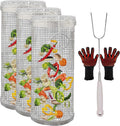 Ensemble Paniers de cuisson pour barbecue, 3 g, Argent/Rouge/Noir, Frites - Lavable au Lave-Vaisselle (