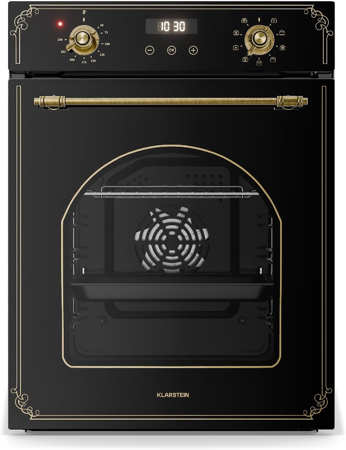 KLARSTEIN four encastrable, 45 cm, 49 L, Noir/Or, Elizabeth Slim, 9 Fonctions, Minuterie Numérique, Nettoyage Vapeur